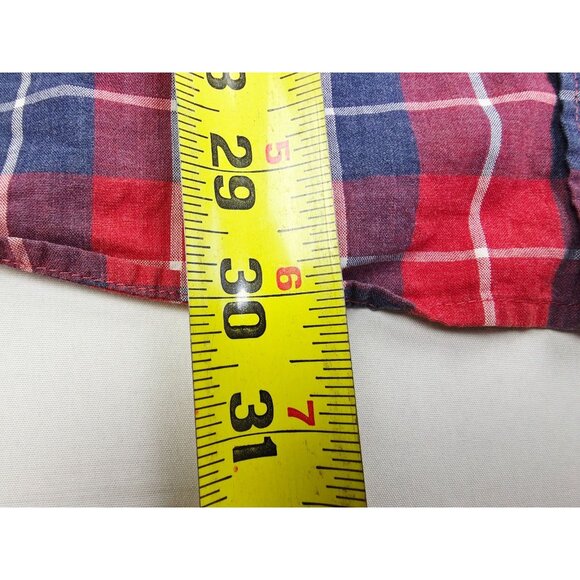 J. Crew Slim Size Large mens Red Blue White Check Button Down Long Sleeve Shirt - Picture 6 of 8